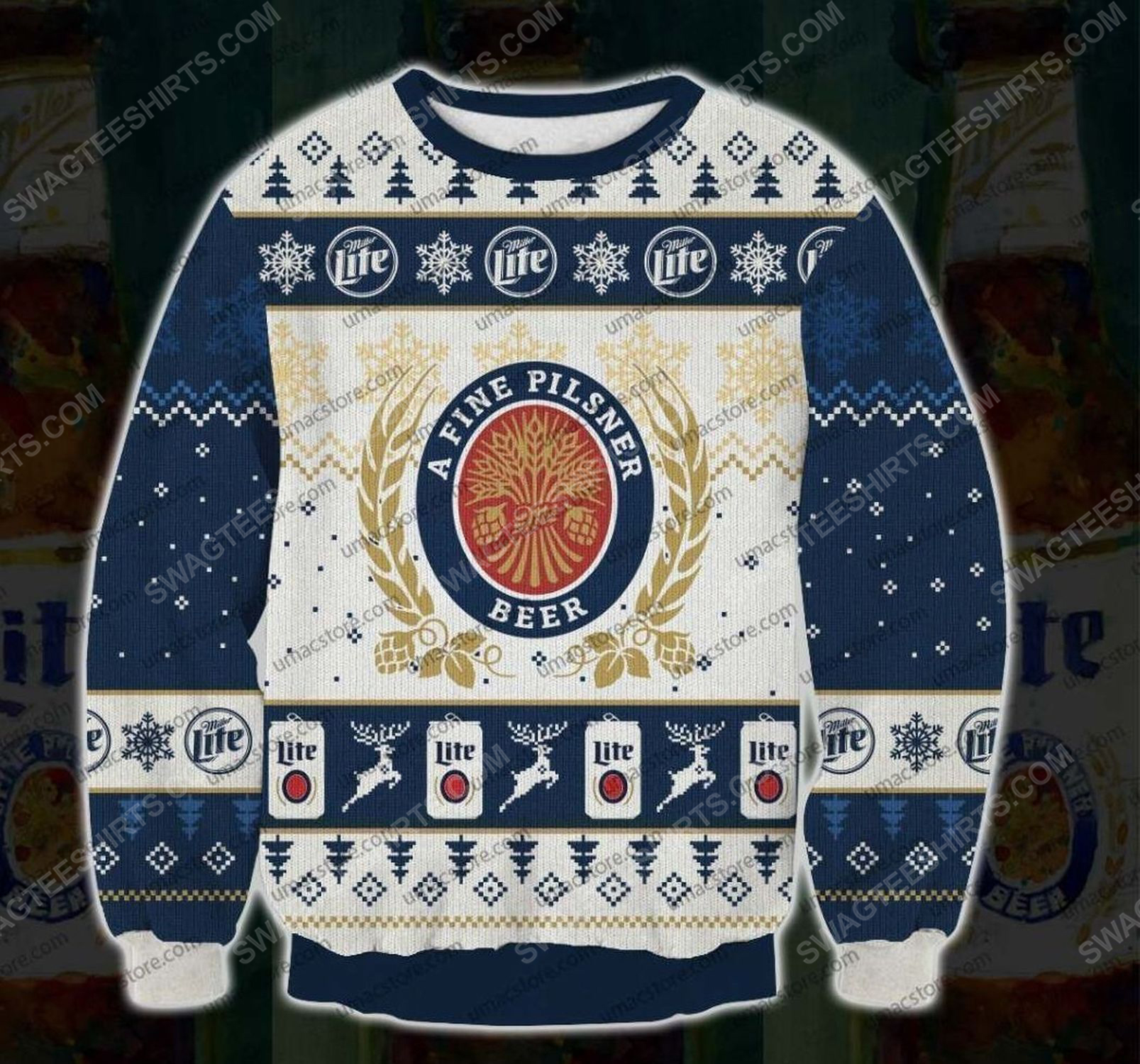 Miller lite a fine pilsner beer ugly christmas sweater - Copy (2)