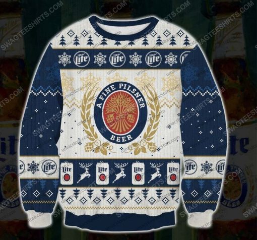 Miller lite a fine pilsner beer ugly christmas sweater - Copy
