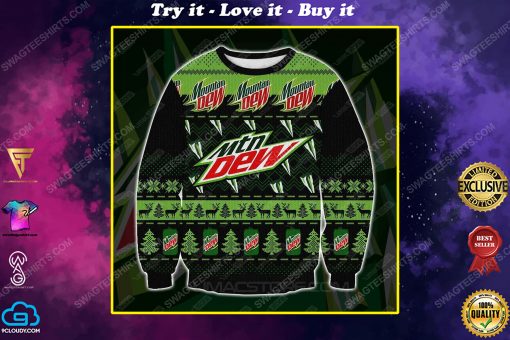 Mountain dew all over print ugly christmas sweater 1