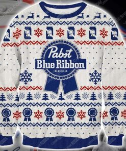Pabst blue ribbon beer all over print ugly christmas sweater