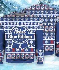 Pabst blue ribbon beer pattern ugly christmas sweater 1