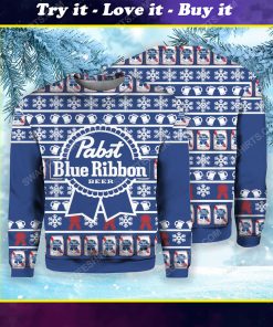 Pabst blue ribbon beer pattern ugly christmas sweater