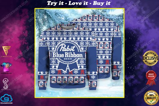 Pabst blue ribbon beer pattern ugly christmas sweater
