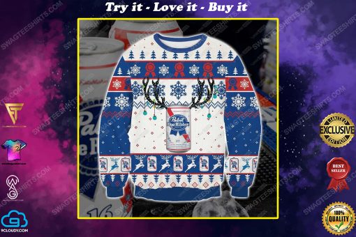Pabst blue ribbon beer ugly christmas sweater 1