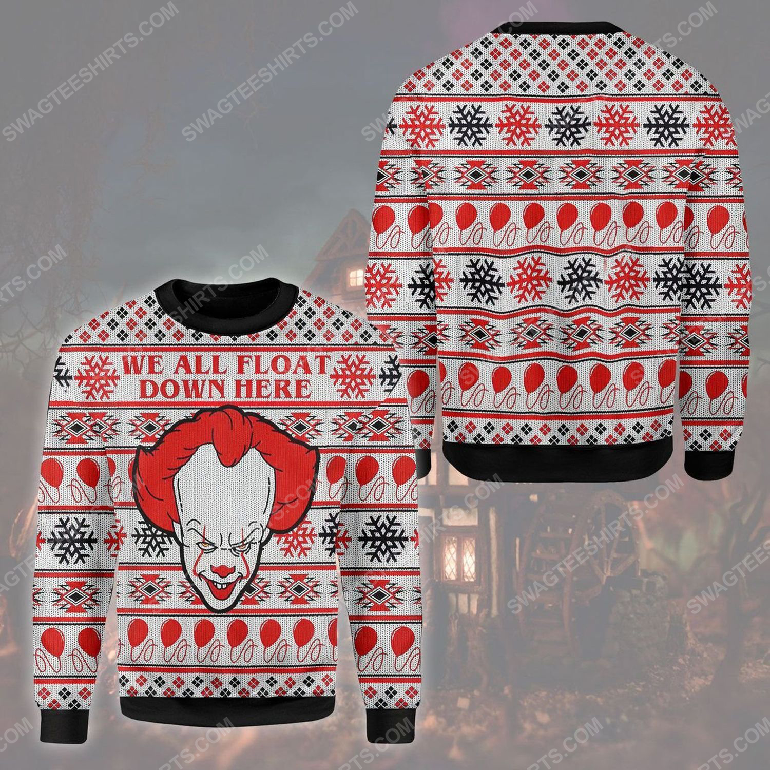 Pennywise we all float down here ugly christmas sweater