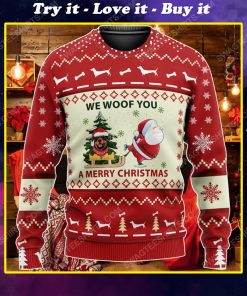 Red rottweiler we woof you a merry christmas ugly christmas sweater