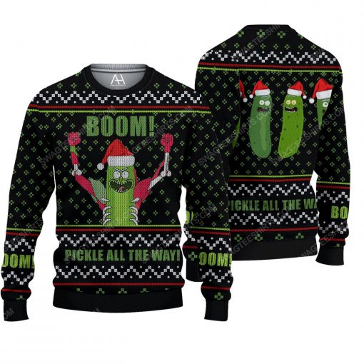 Rick and morty pickle all the way ugly christmas sweater 1