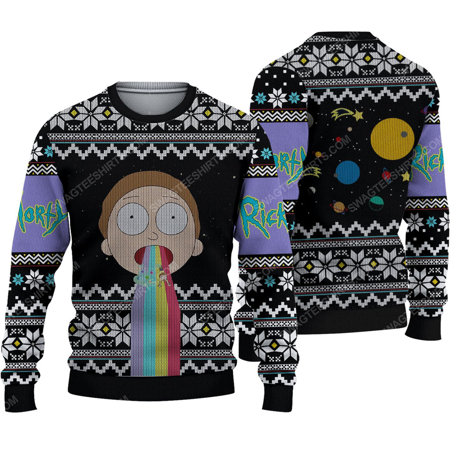 Rick and morty tv show ugly christmas sweater 1 - Copy