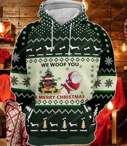 Rottweiler we woof you a merry christmas ugly christmas sweater