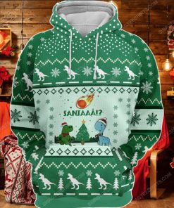 Santa dinosaur all over print hoodie