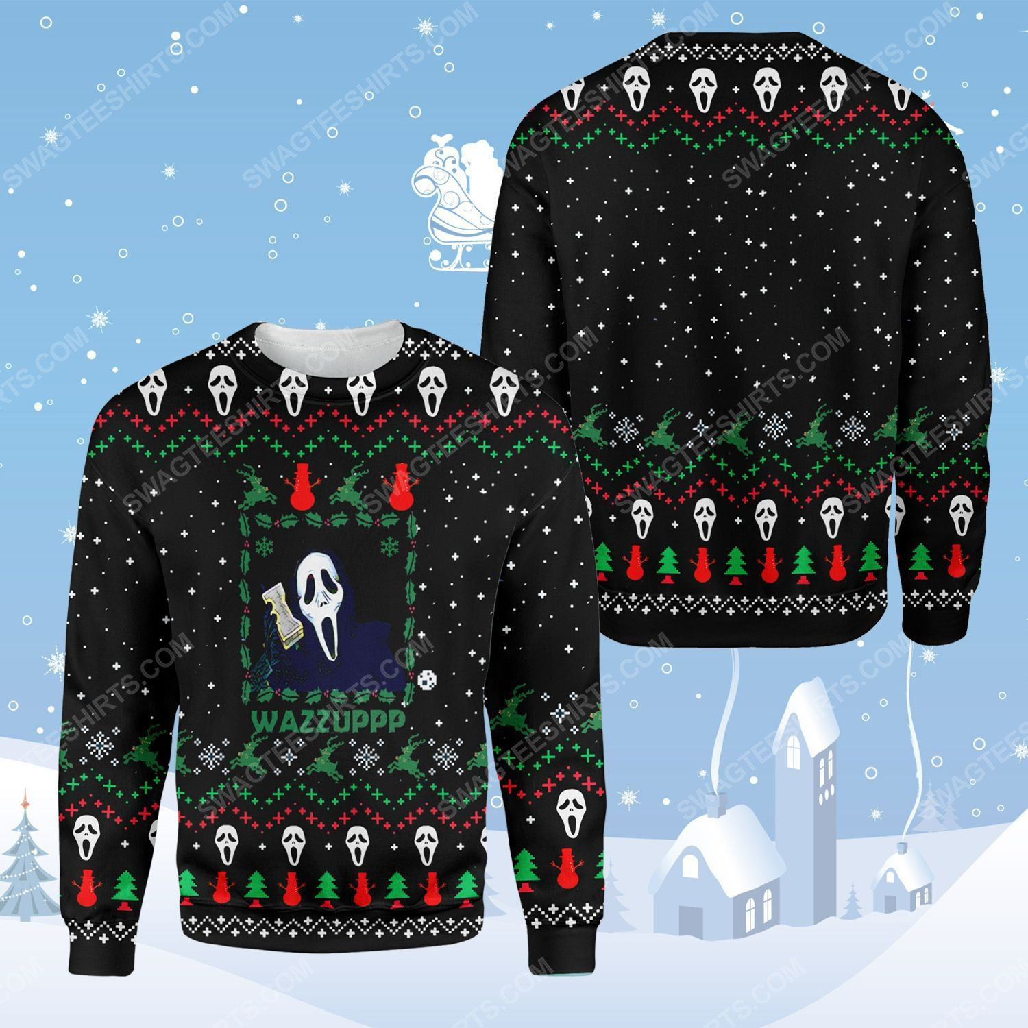 Screaming movie ghostface ugly christmas sweater