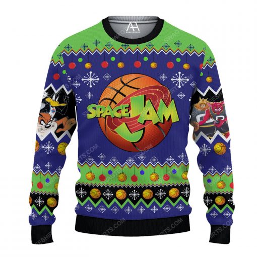 Space jam pattern ugly christmas sweater 1