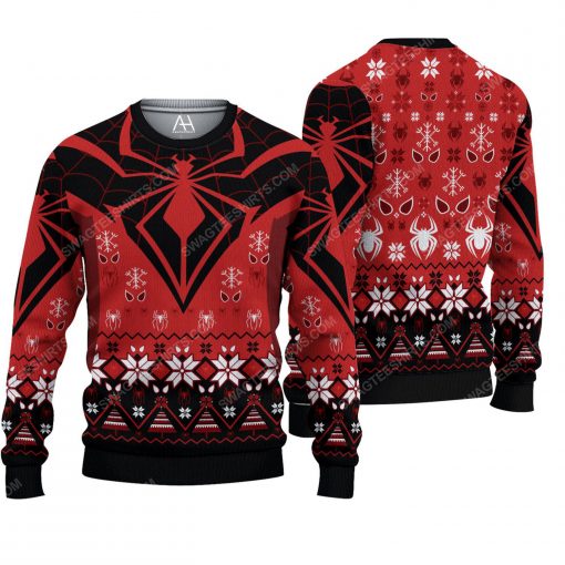 Spider man pattern ugly christmas sweater 1