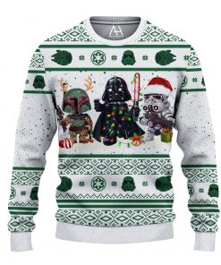 Star wars dard vader and stormtrooper chibi ugly christmas sweater 1