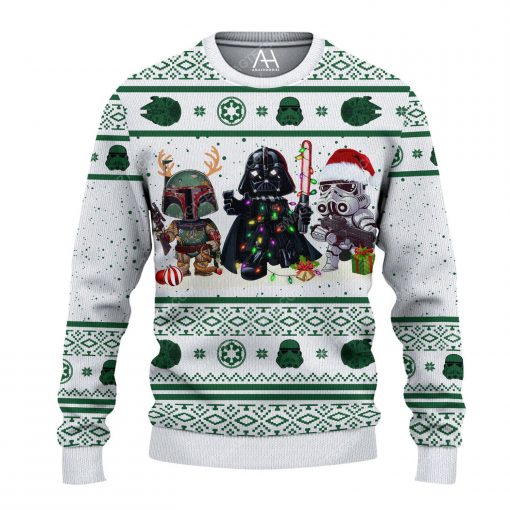 Star wars dard vader and stormtrooper chibi ugly christmas sweater 1