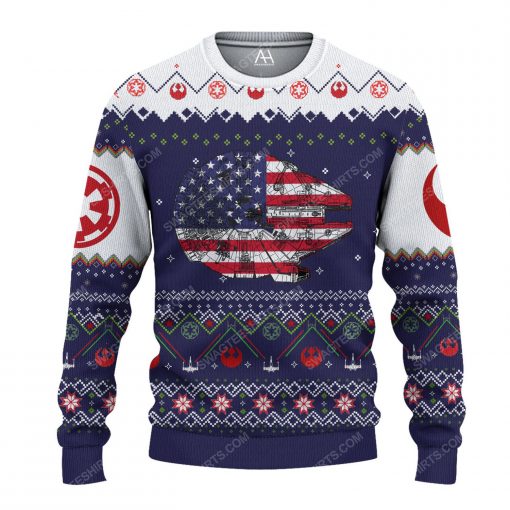 Star wars spaceships american flag ugly christmas sweater 1