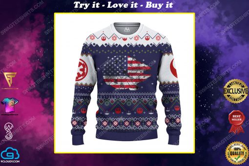 Star wars spaceships american flag ugly christmas sweater
