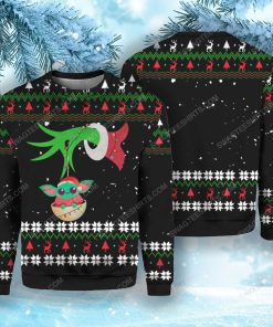 The grinch and baby yoda ugly christmas sweater 1