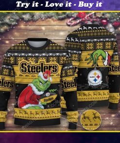 The grinch and pittsburgh steelers ugly christmas sweater