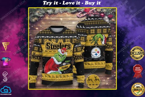 The grinch and pittsburgh steelers ugly christmas sweater