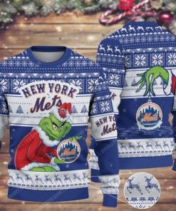 The grinch hug new york mets ugly christmas sweater