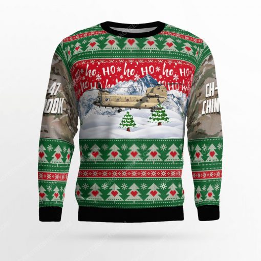 US army ch-47f chinook helicopter ugly christmas sweater