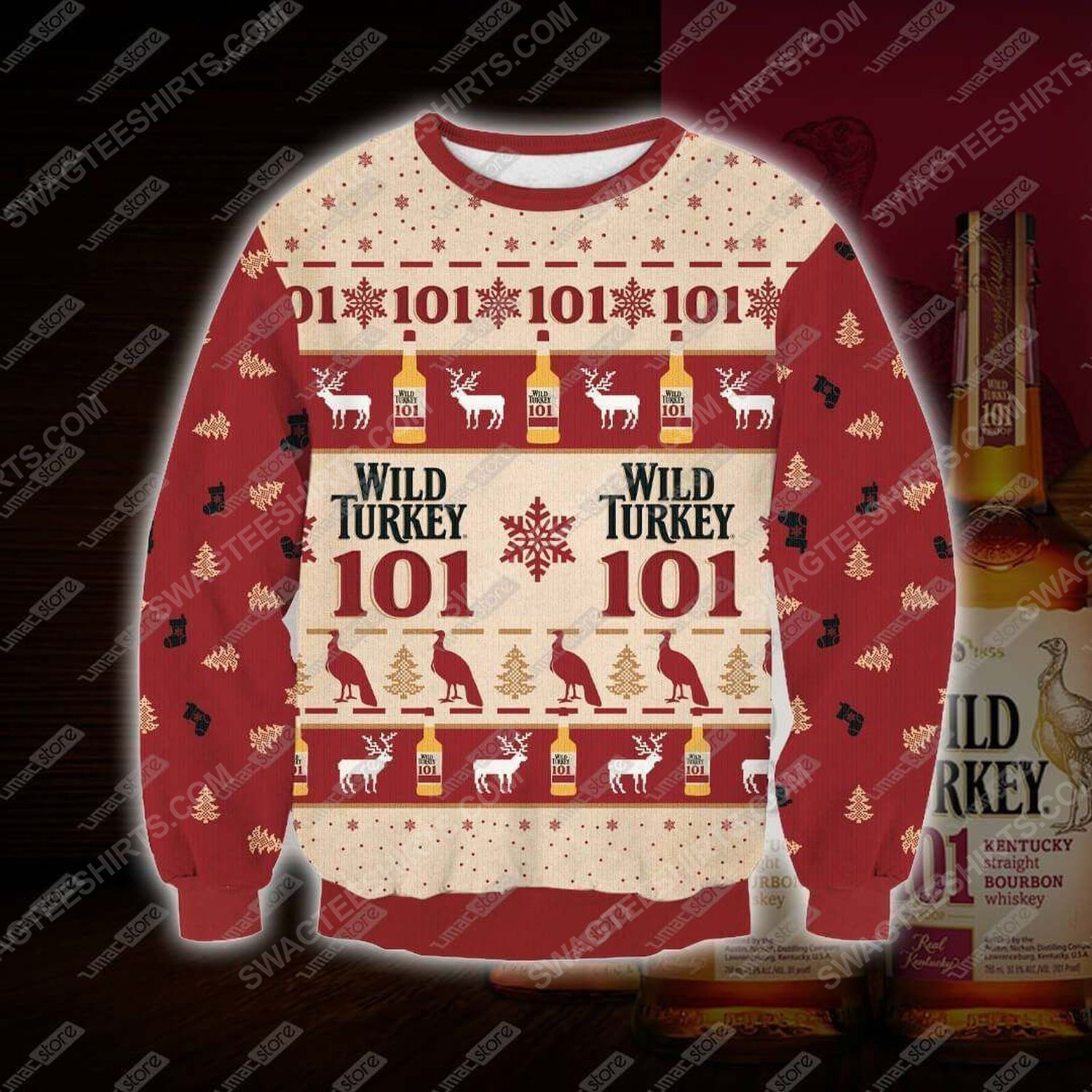 Wild turkey bourbon whiskey ugly christmas sweater - Copy (2)