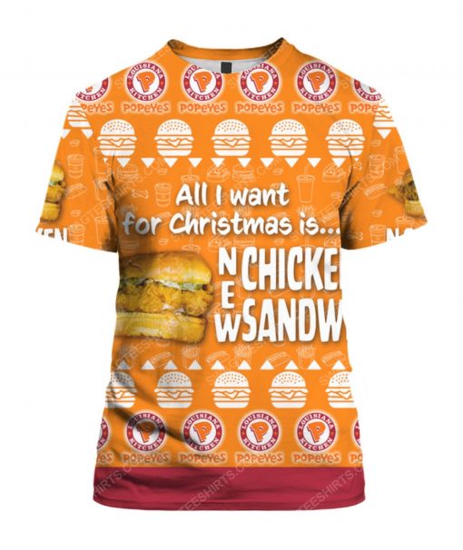All i want for christmas new chicken sandwich louisiana popeyes ugly christmas sweater
