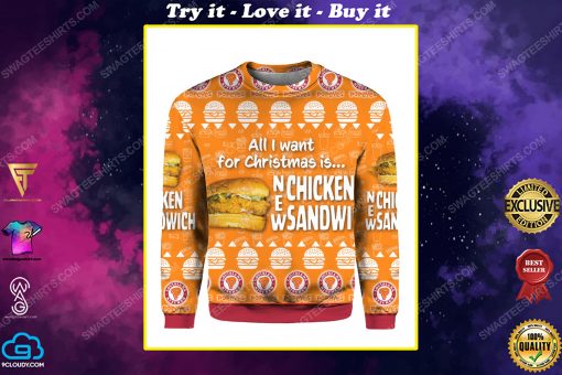 All i want for christmas new chicken sandwich louisiana popeyes ugly christmas sweater