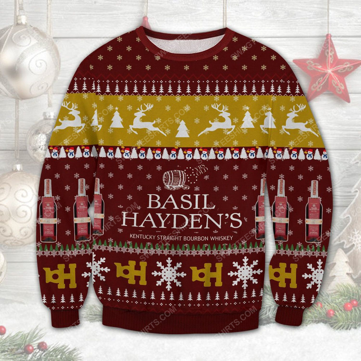 Basil hayden's kentucky straight bourbon whiskey ugly christmas sweater 1 - Copy (2)