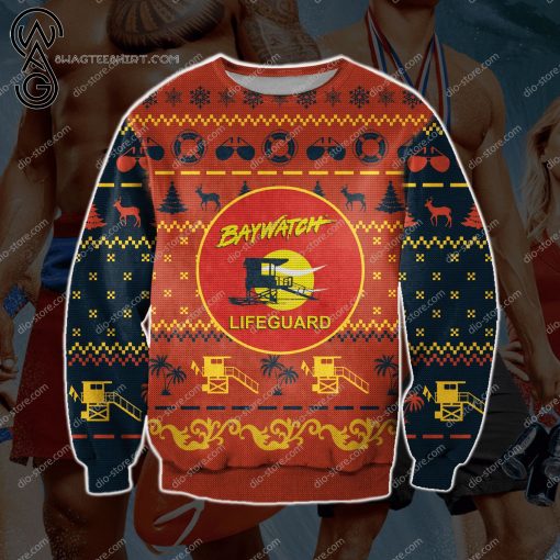 Baywatch Lifeguards Full Print Ugly Christmas Sweater