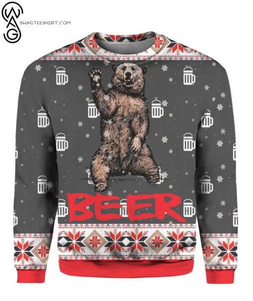Bear Beer Full Print Ugly Christmas Sweater