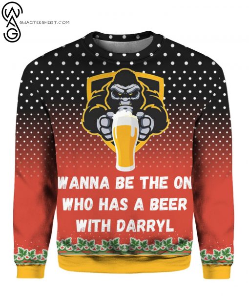 Bigfoot I Wanna Be The One Who Has A Beer With Darryl Ugly Christmas Sweater