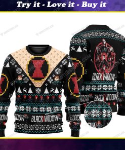 Black widow marvel comics all over print ugly christmas sweater