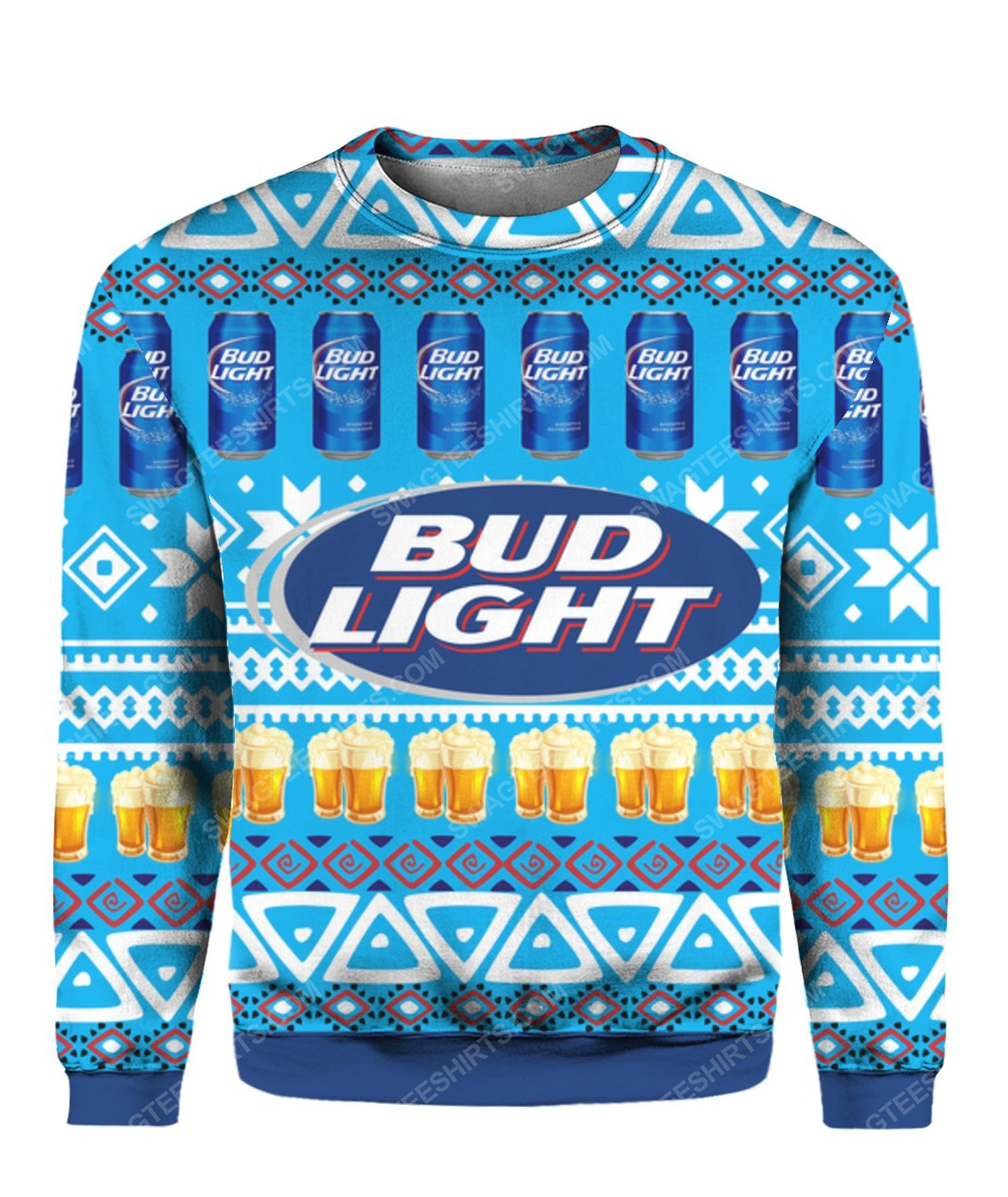 Bud light beer party all over print ugly christmas sweater