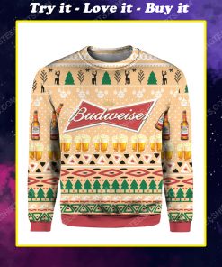 Budweiser beer cans all over print ugly christmas sweater