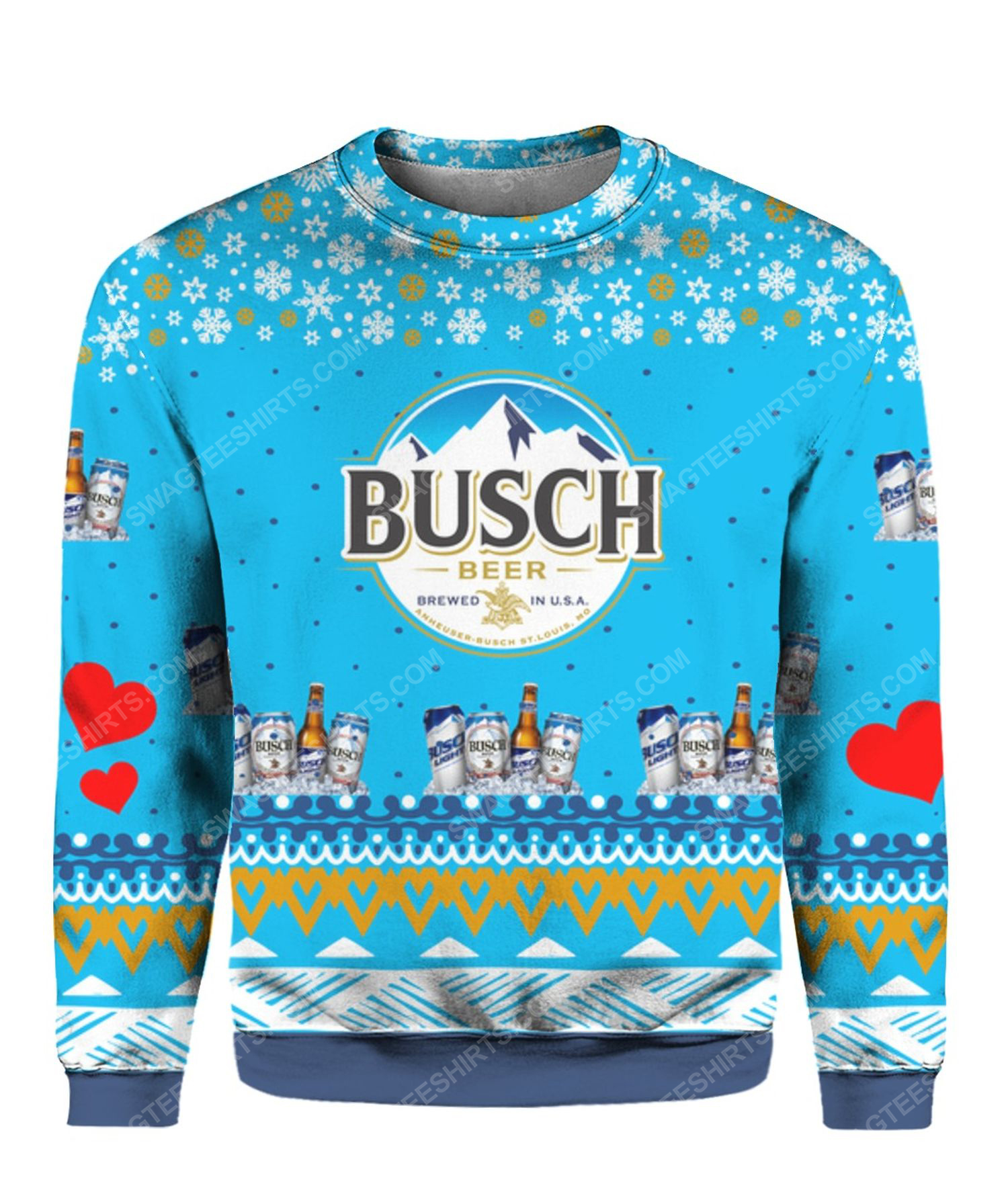 Busch beer brewed all over print ugly christmas sweater