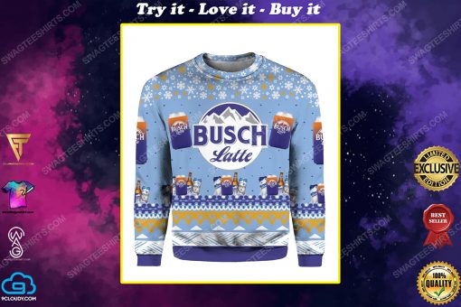 Busch latte beer all over print ugly christmas sweater