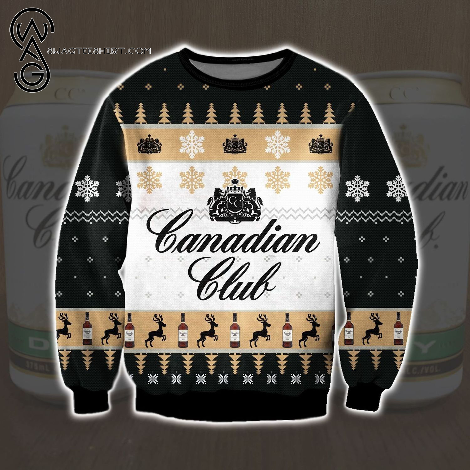 Canadian Club Whisky Full Print Ugly Christmas Sweater