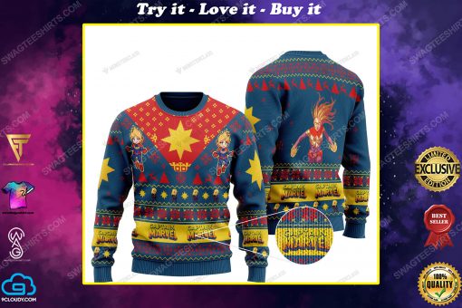 Captain marvel comics all over print ugly christmas sweater