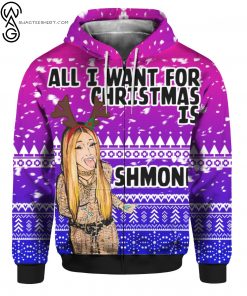 Cardi B All I Want For Christmas Is Shmoney Full Print Zip Hoodie