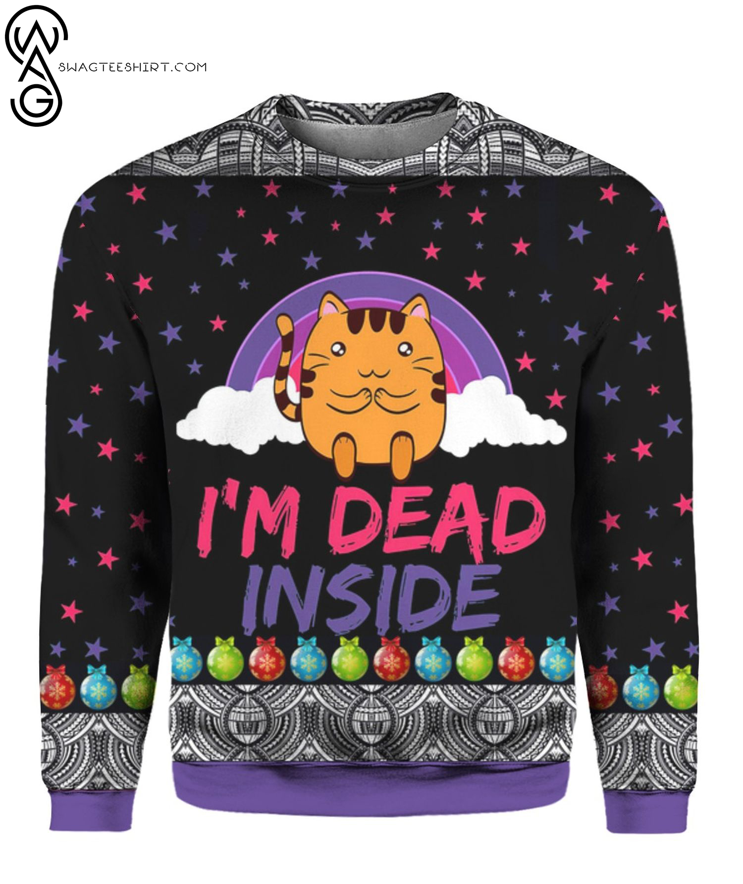 Cat I’m Dead Inside Full Print Ugly Christmas Sweater