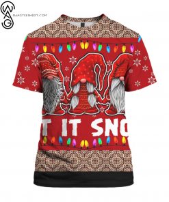 Christmas Time Let It Snow Garden Gnomes Full Print Tshirt
