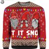 Christmas Time Let It Snow Garden Gnomes Full Print Ugly Christmas Sweater
