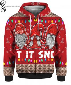 Christmas Time Let It Snow Garden Gnomes Full Print Zip Hoodie
