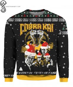 Cobra Kai Strike First Strike Fast No Mercy Full Print Ugly Christmas Sweater