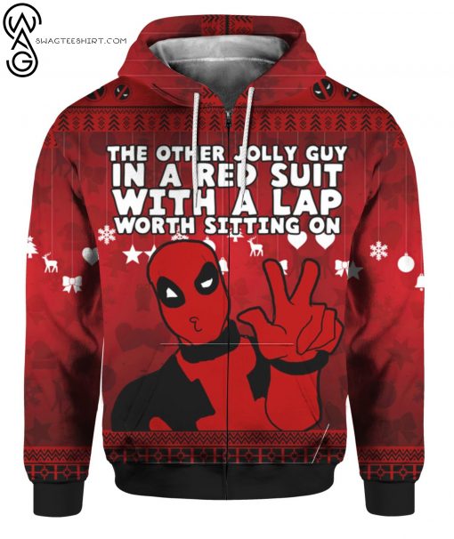 Deadpool The Other Jolly Guy In A Red Suit Full Print Zip Hoodie