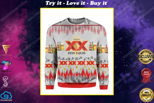 Dos equis beer all over print ugly christmas sweater