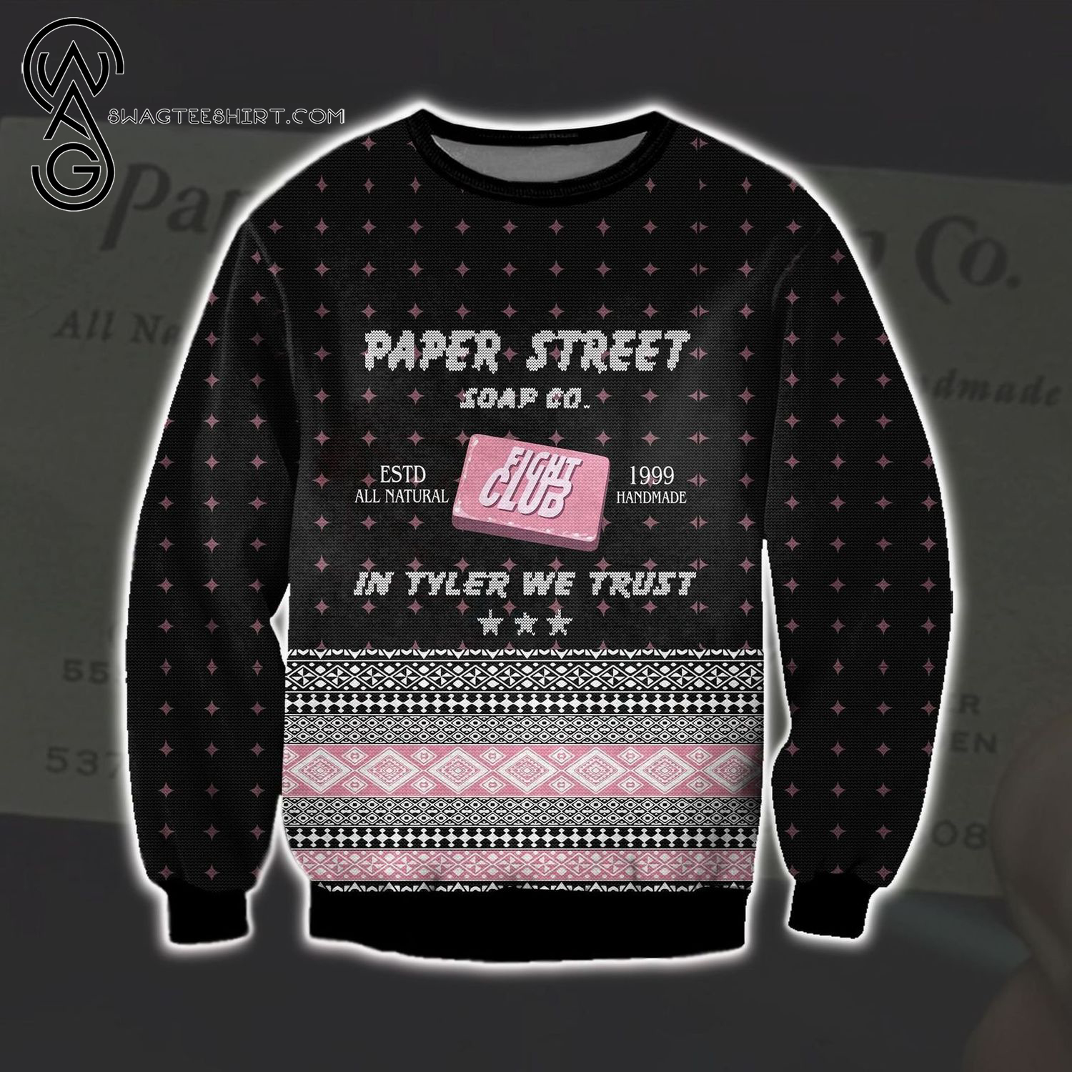 Fight Club Paper Street Soap Company Full Print Ugly Christmas Sweater