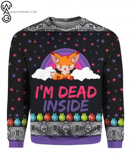 Fox I'm Dead Inside Full Print Ugly Christmas Sweater